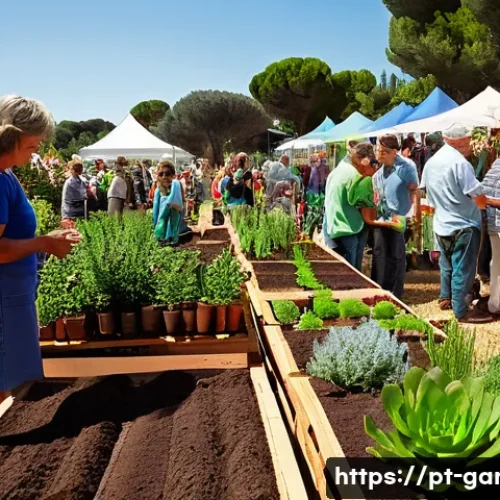Home 19 원예 분야에서 전문성을 쌓는 네트워킹 방법 - **Prompt:** "A vibrant, bustling outdoor gardening fair in Portugal, perhaps reminiscent of Expojard...